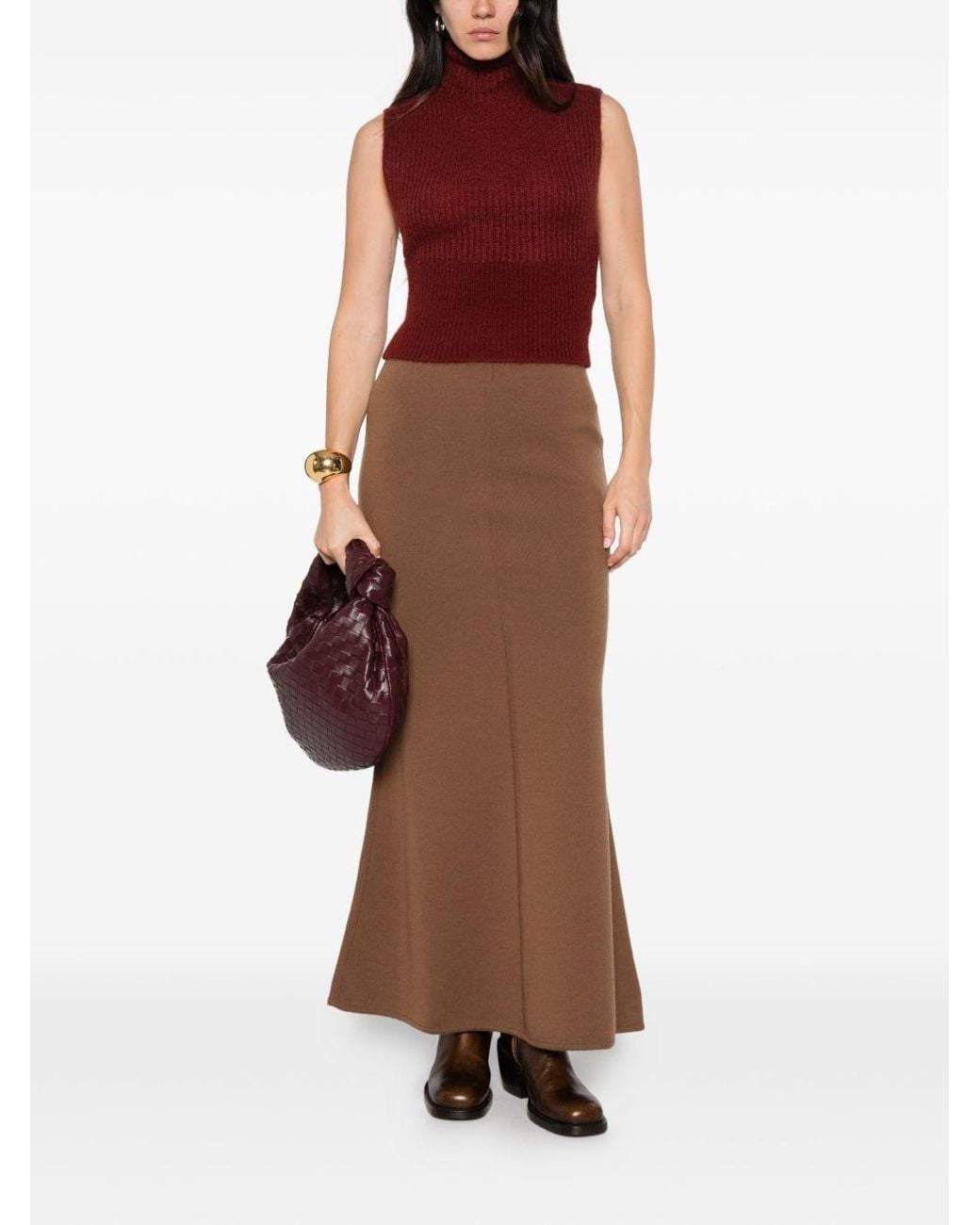 Max Mara Red Wool High-Neck Vest