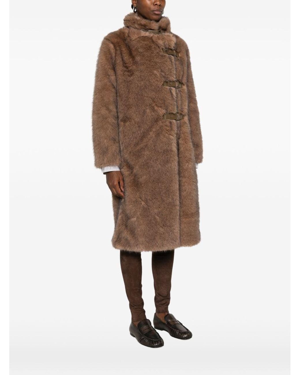 Molliolli Brown Bee Faux Leather Coat