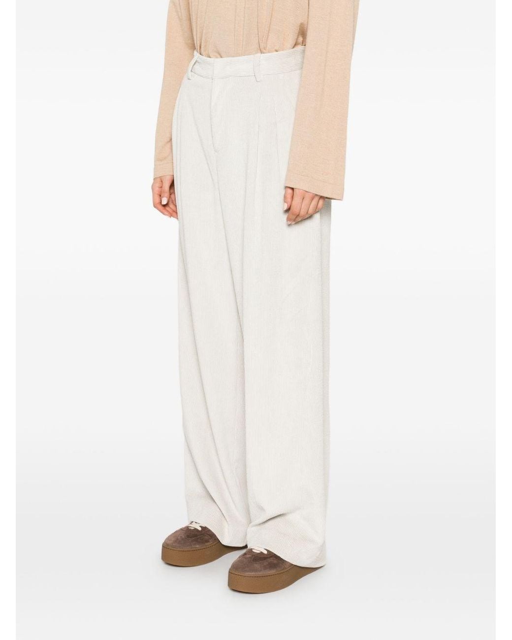 White Sand White Wide-Leg Trousers