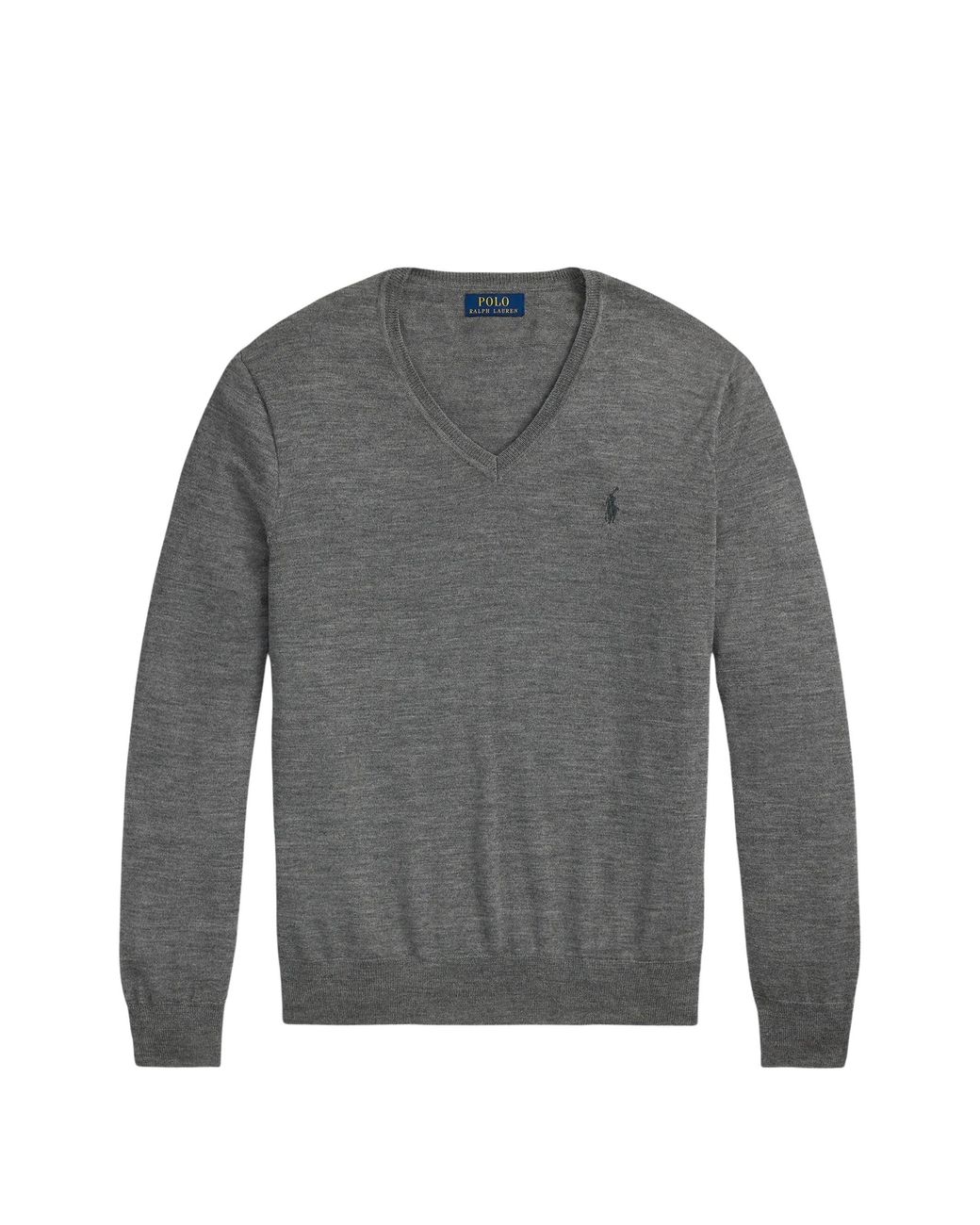 Polo Ralph Lauren Gray V-Neck Sweater With Embroidered Logo for men