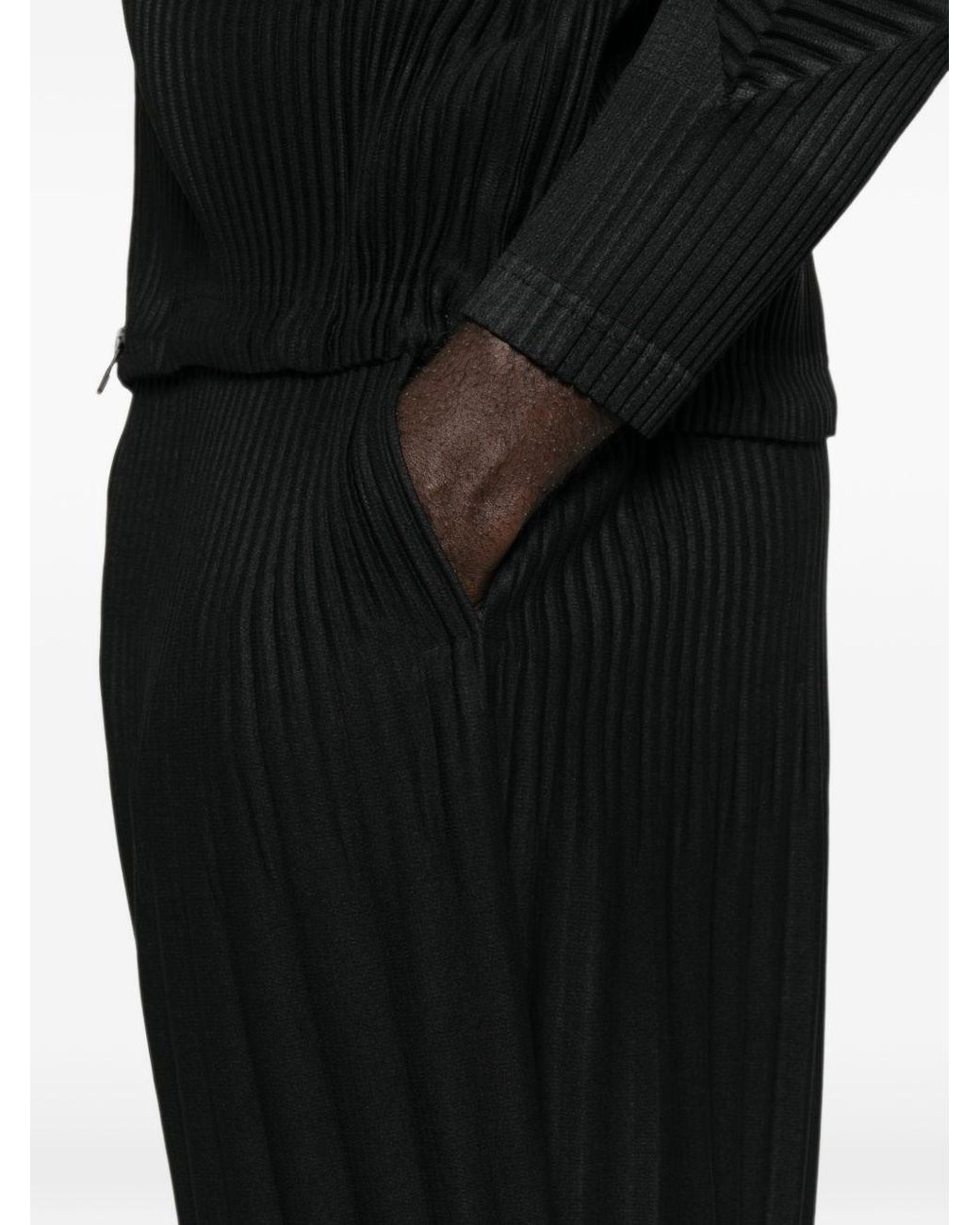 Homme Plissé Issey Miyake Black Pleated Trousers for men