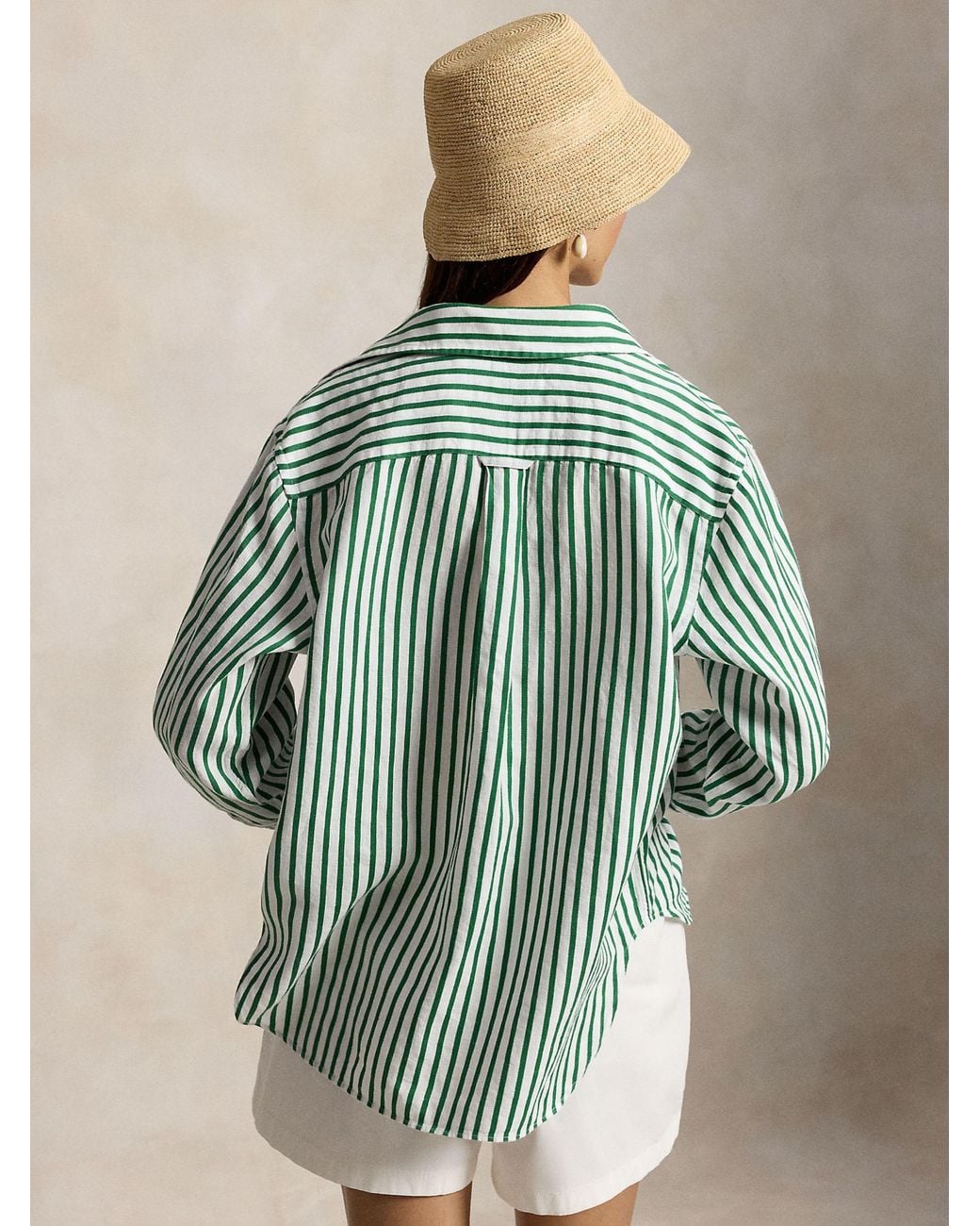 Polo Ralph Lauren Green Striped Linen Shirt