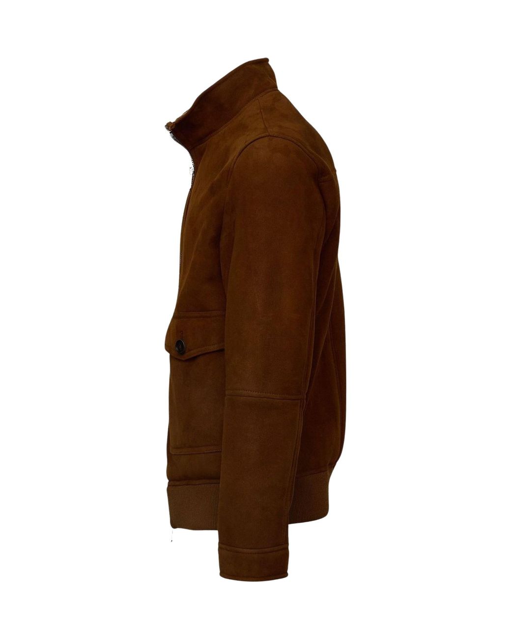 Dondup Brown Stand-Collar Shearling Jacket for men