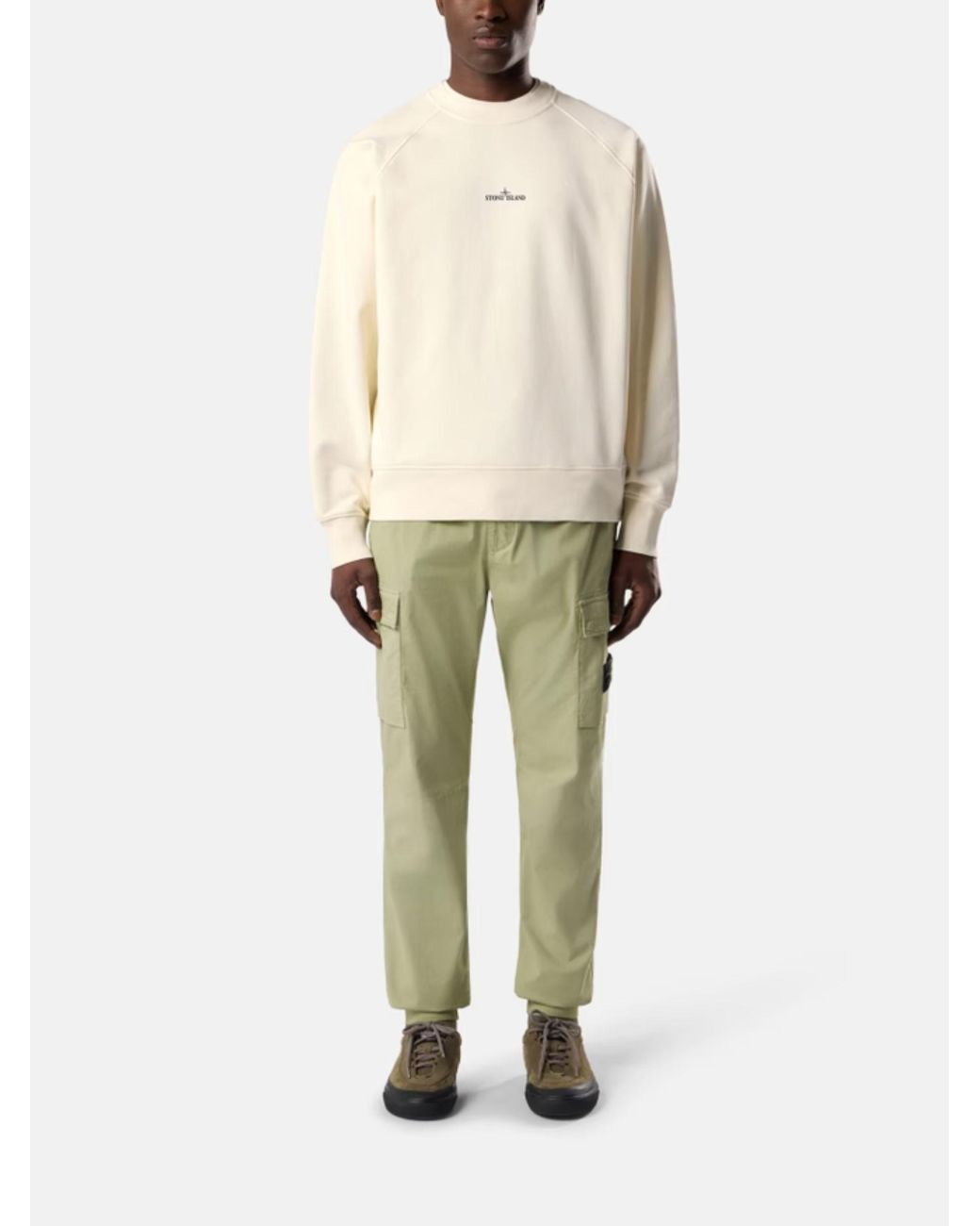 Stone Island White Crewneck Sweatshirt for men