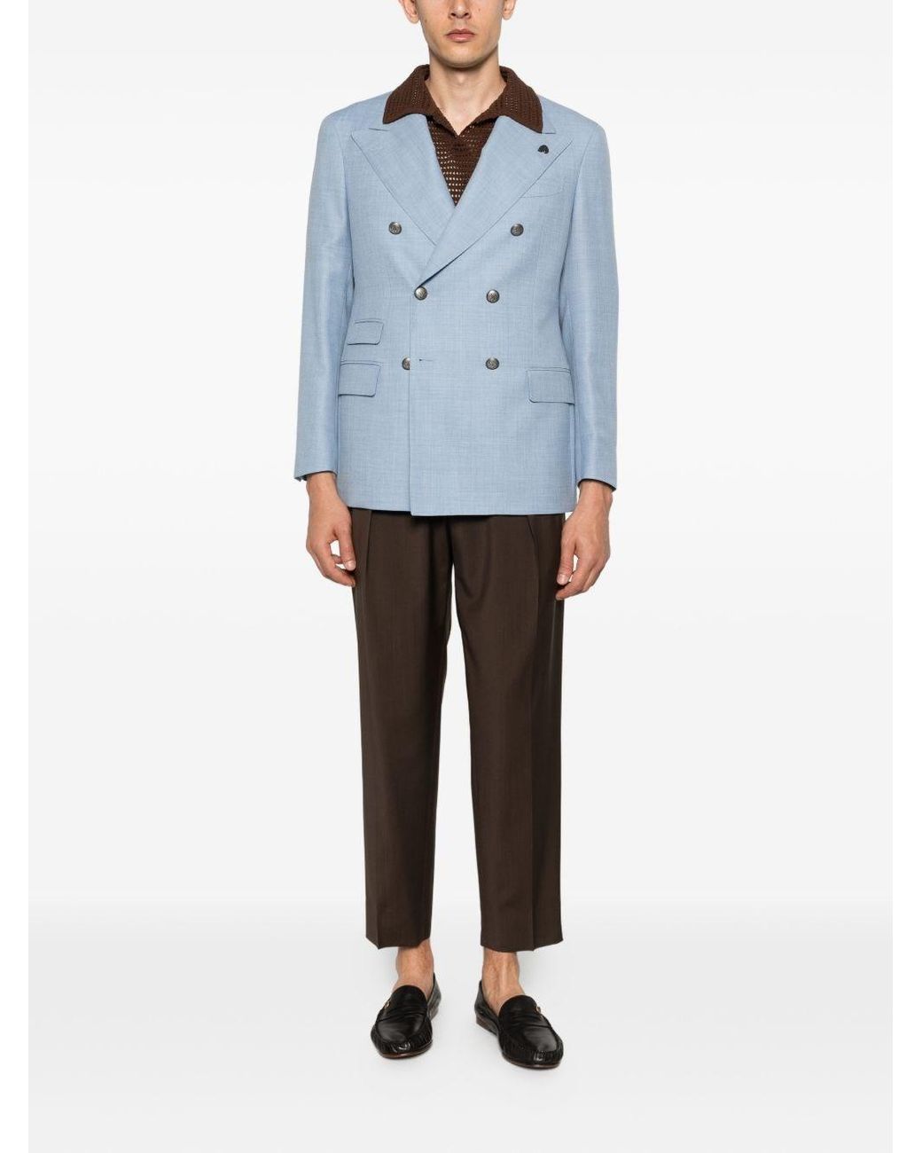 Gabriele Pasini Blue Double-Breasted Blazer for men