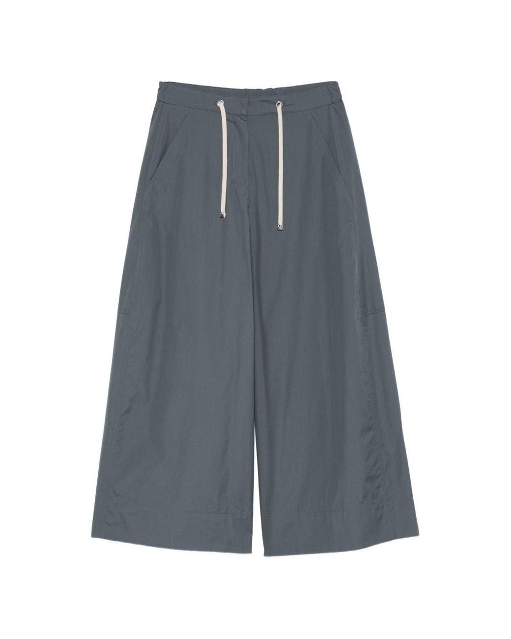 Max Mara Blue Cotton Wide-Leg Trousers