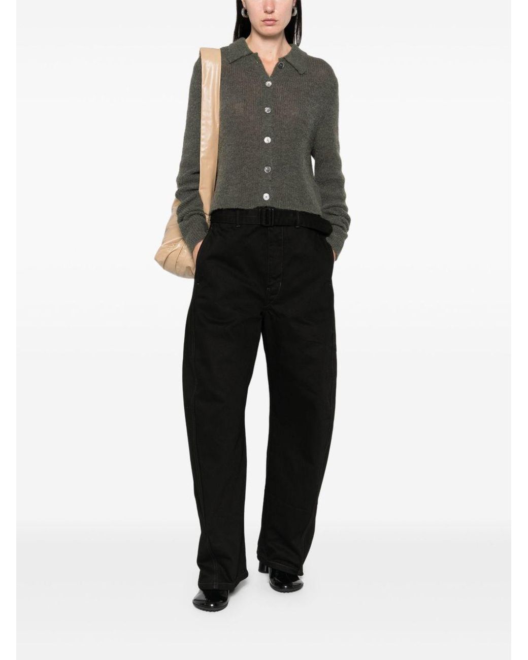 Lemaire Black Twisted Belted Trousers for men