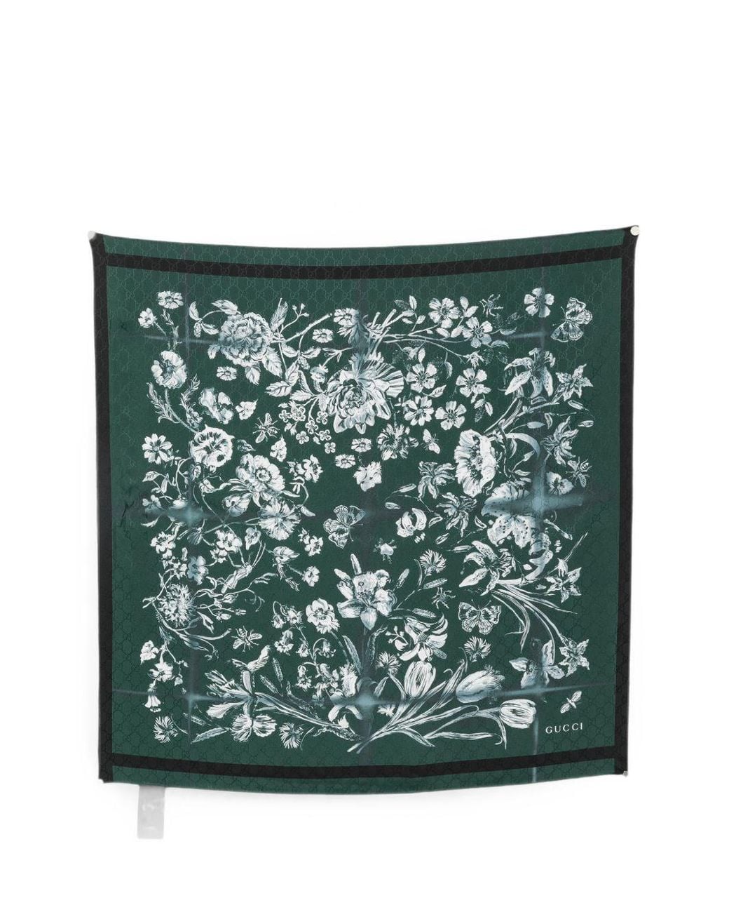 Gucci Green Printed Silk Foulard
