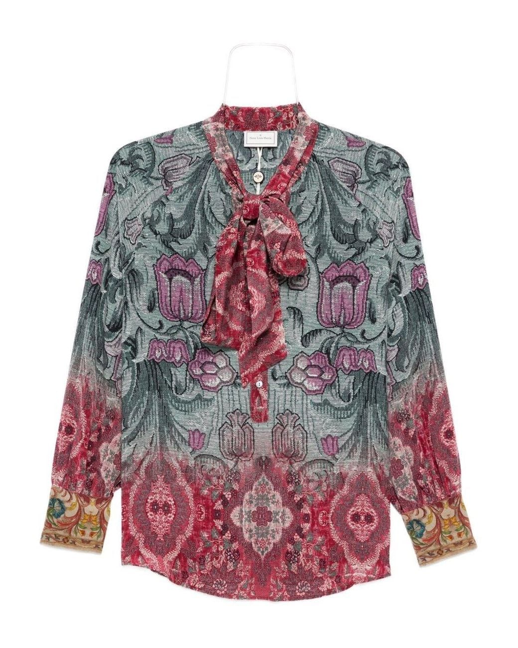 Pierre Louis Mascia Red Printed Silk Shirt