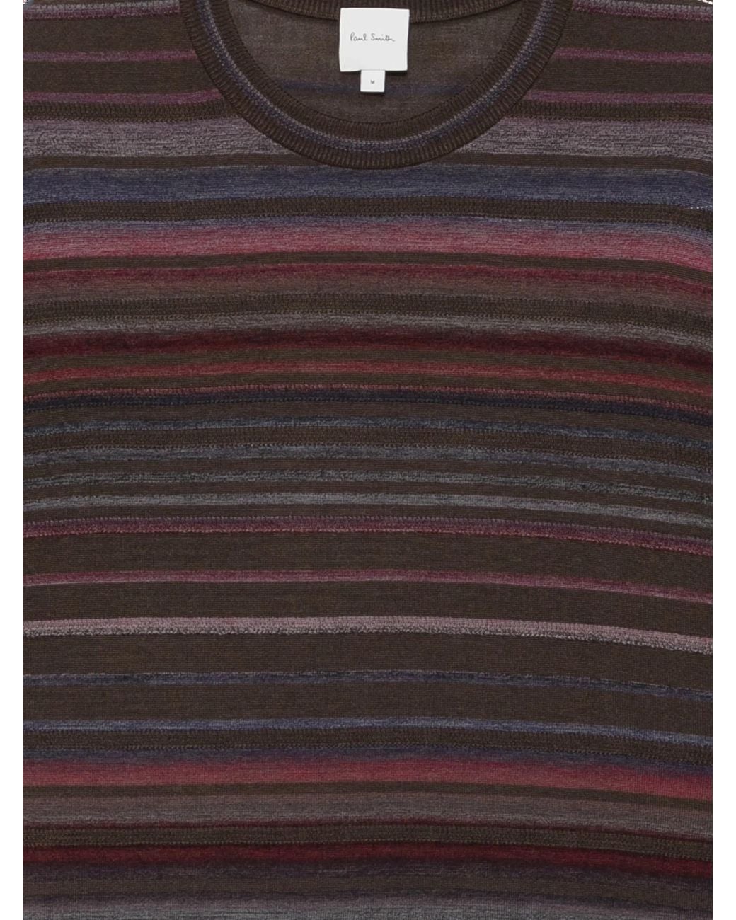 Paul Smith Brown Striped Merino Wool Sweater for men