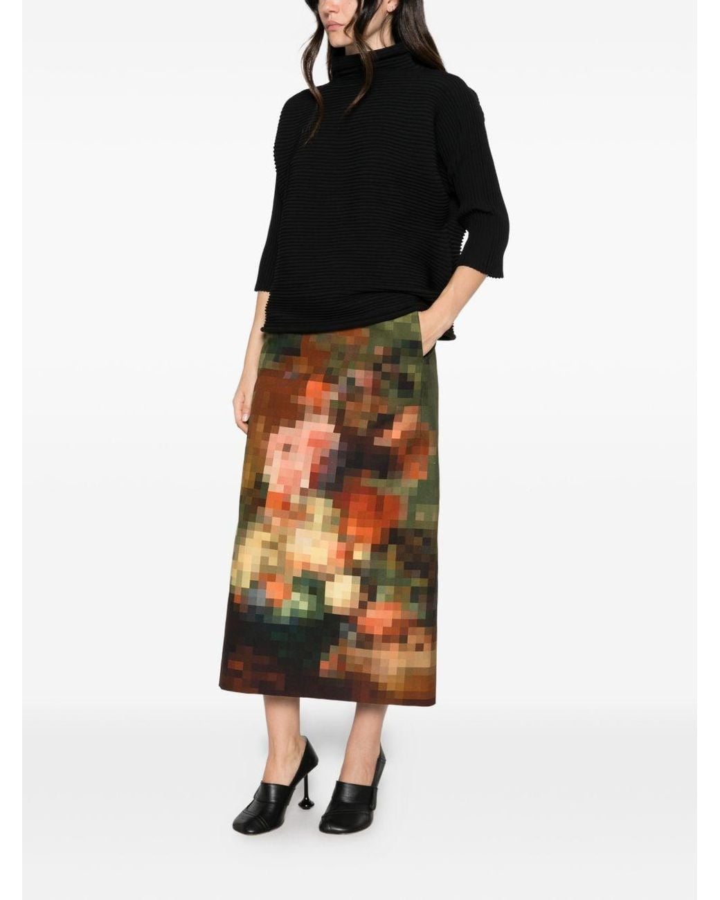 Pleats Please Issey Miyake Black Pleated High-Neck Top