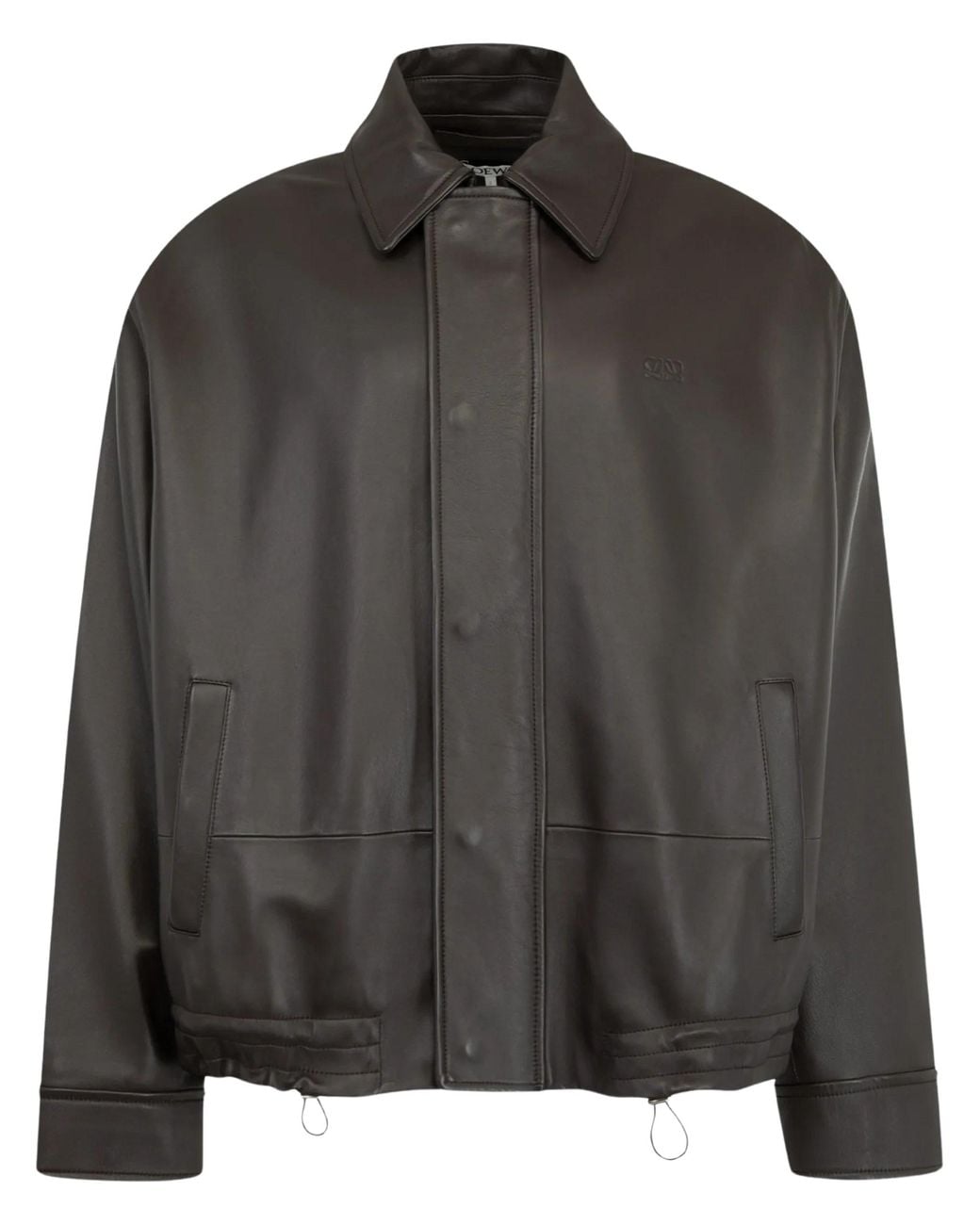 Loewe Black Leather Drawstring Jacket for men