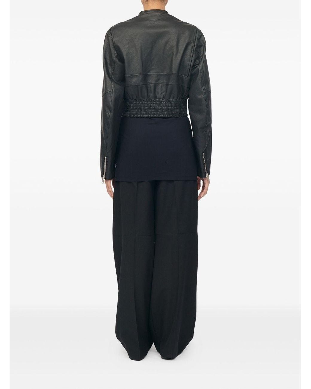 MM6 by Maison Margiela Black Leather Effect Bomber Jacket