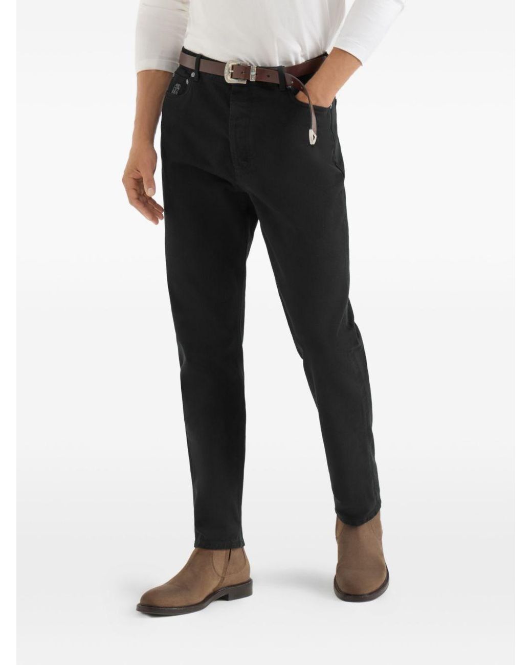 Brunello Cucinelli Black Cotton Trousers for men