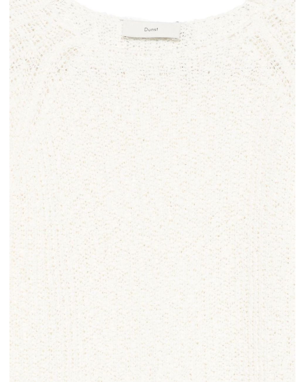 DUNST White Crochet Crewneck Jumper