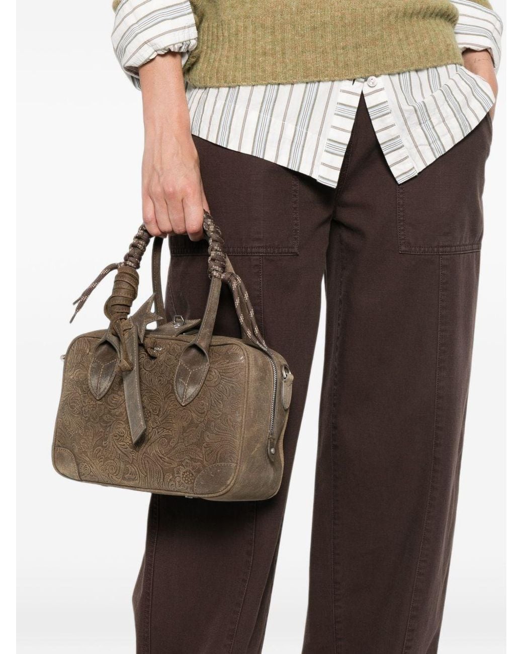 Golden Goose Deluxe Brand Brown Vita Suede Leather Handbag