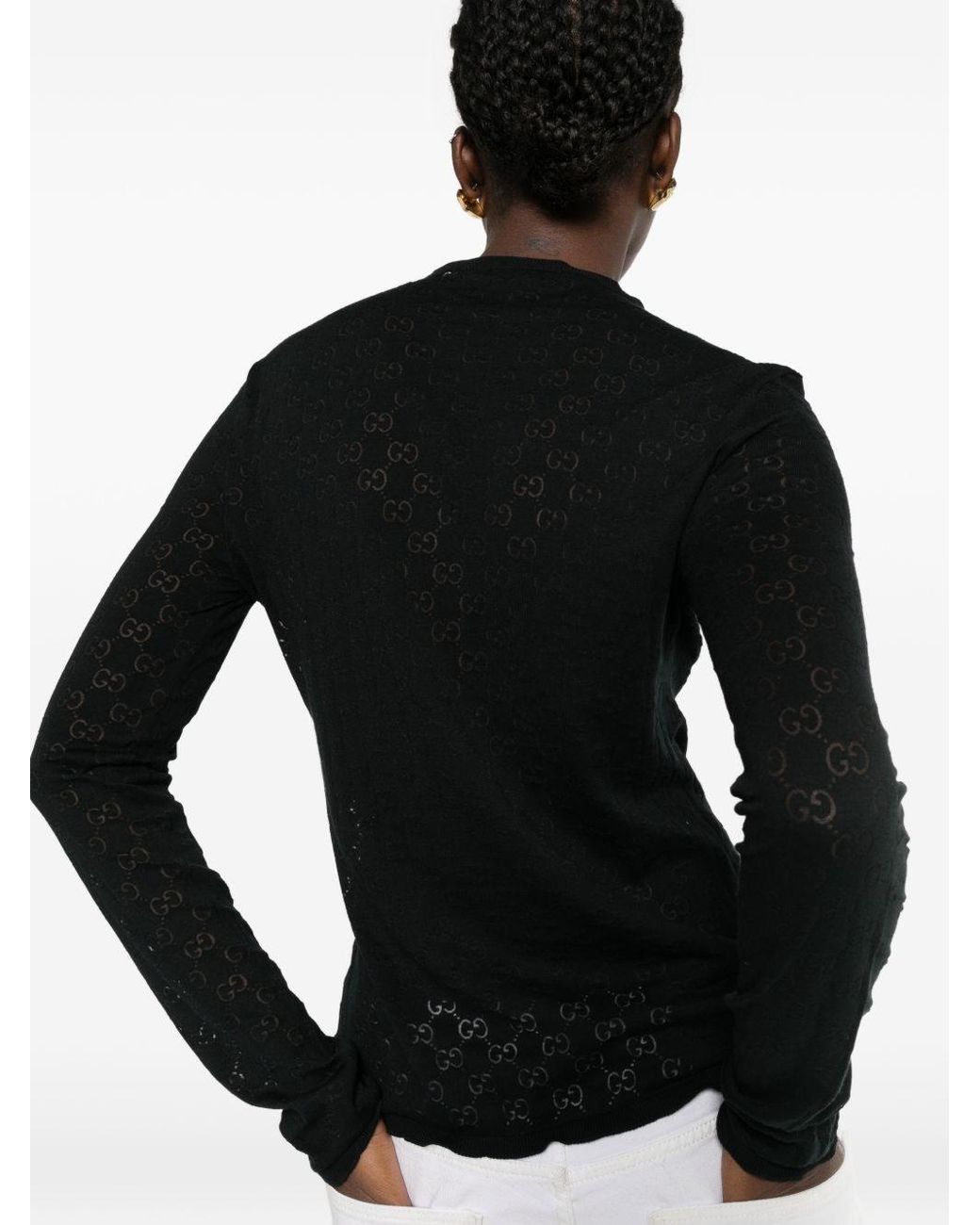 Gucci Black Gg Cotton Sweater