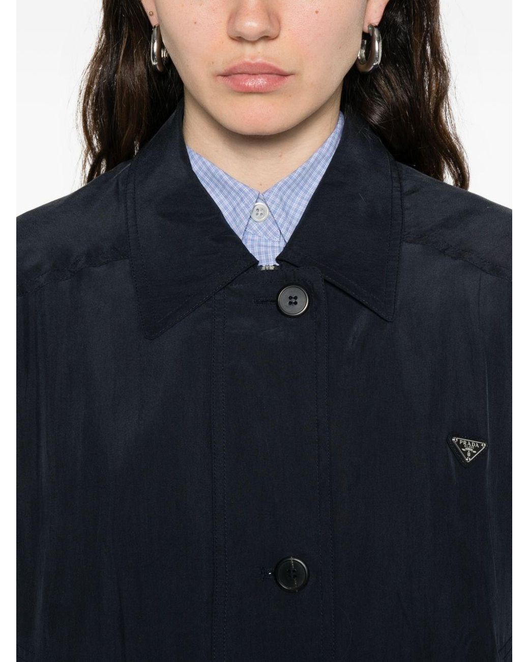 Prada Blue Silk Blouson Jacket