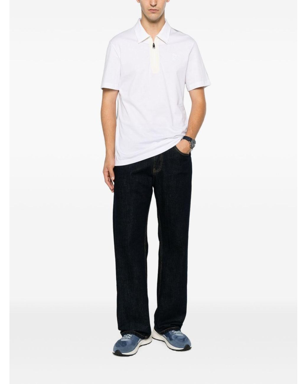 Brioni White Cotton Polo Shirt for men