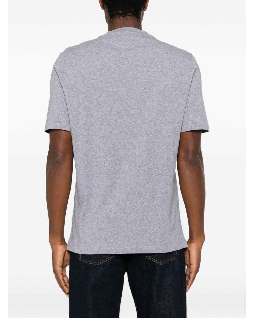 Brunello Cucinelli Gray Logo Cotton T-Shirt for men