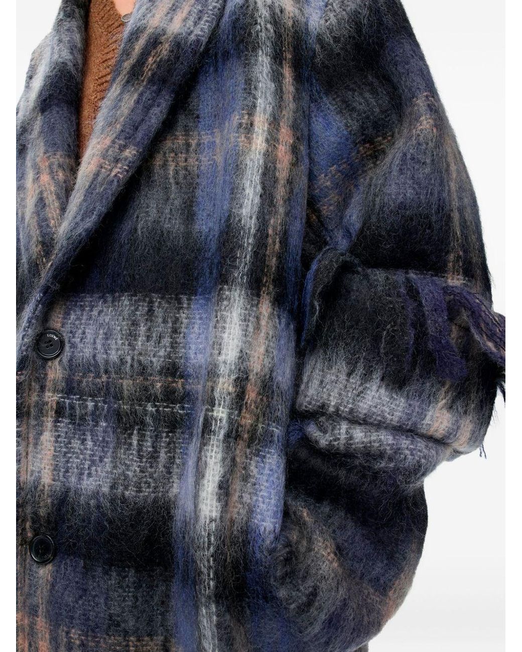 Loewe Blue Wool Single-Breasted Coat