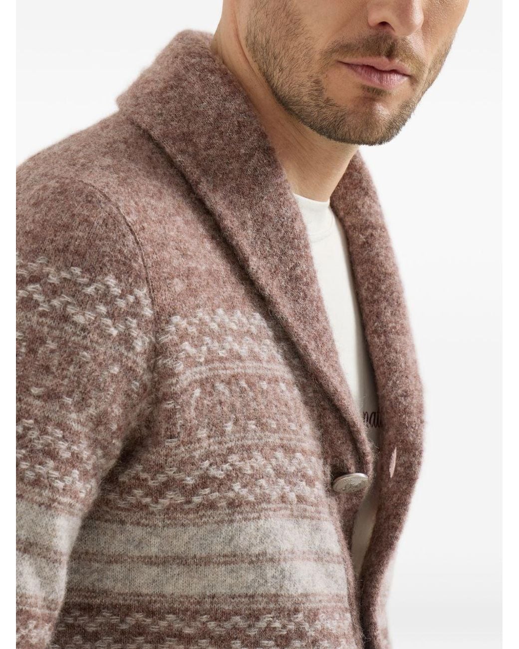 Brunello Cucinelli Brown Wool Cardigan for men