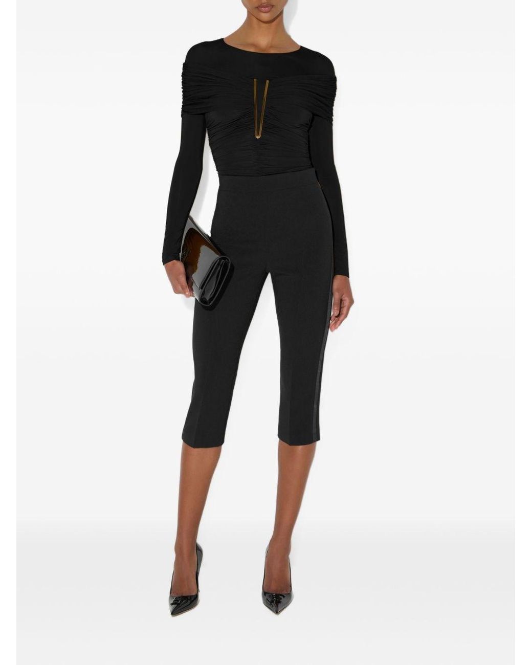 Elisabetta Franchi Black Long-Sleeves Bodysuit