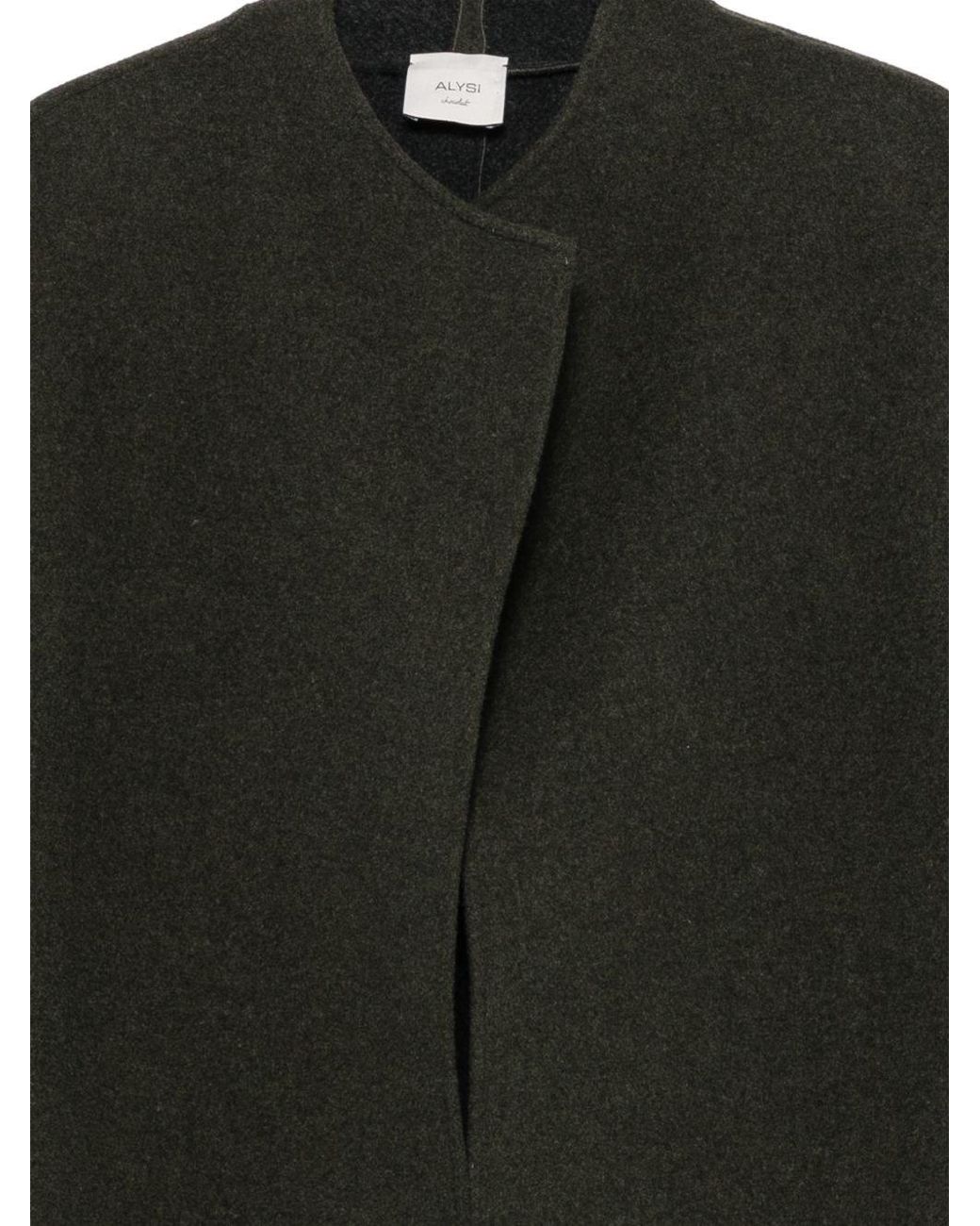 Alysi Black Wool Blend Cape