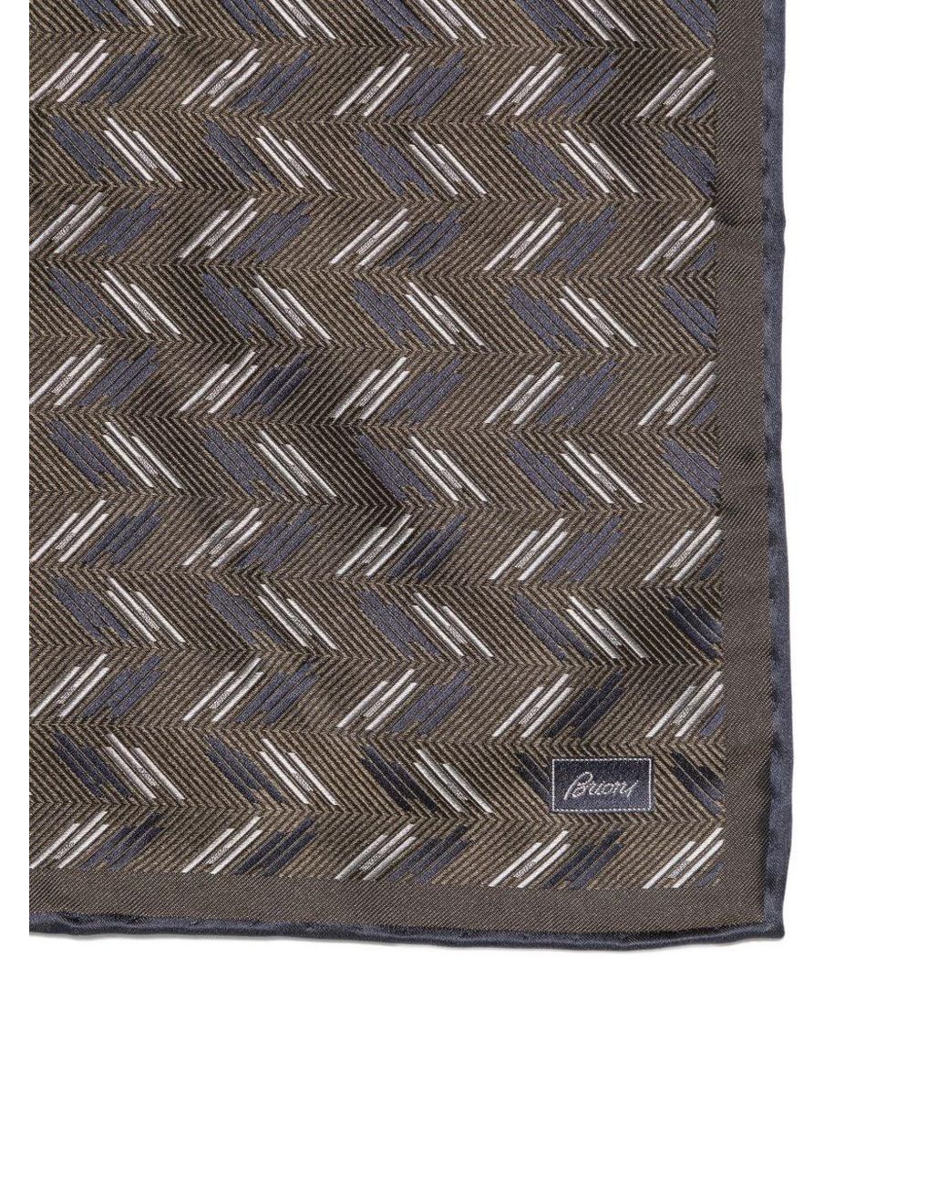 Brioni Gray Pritned Silk Foulard for men