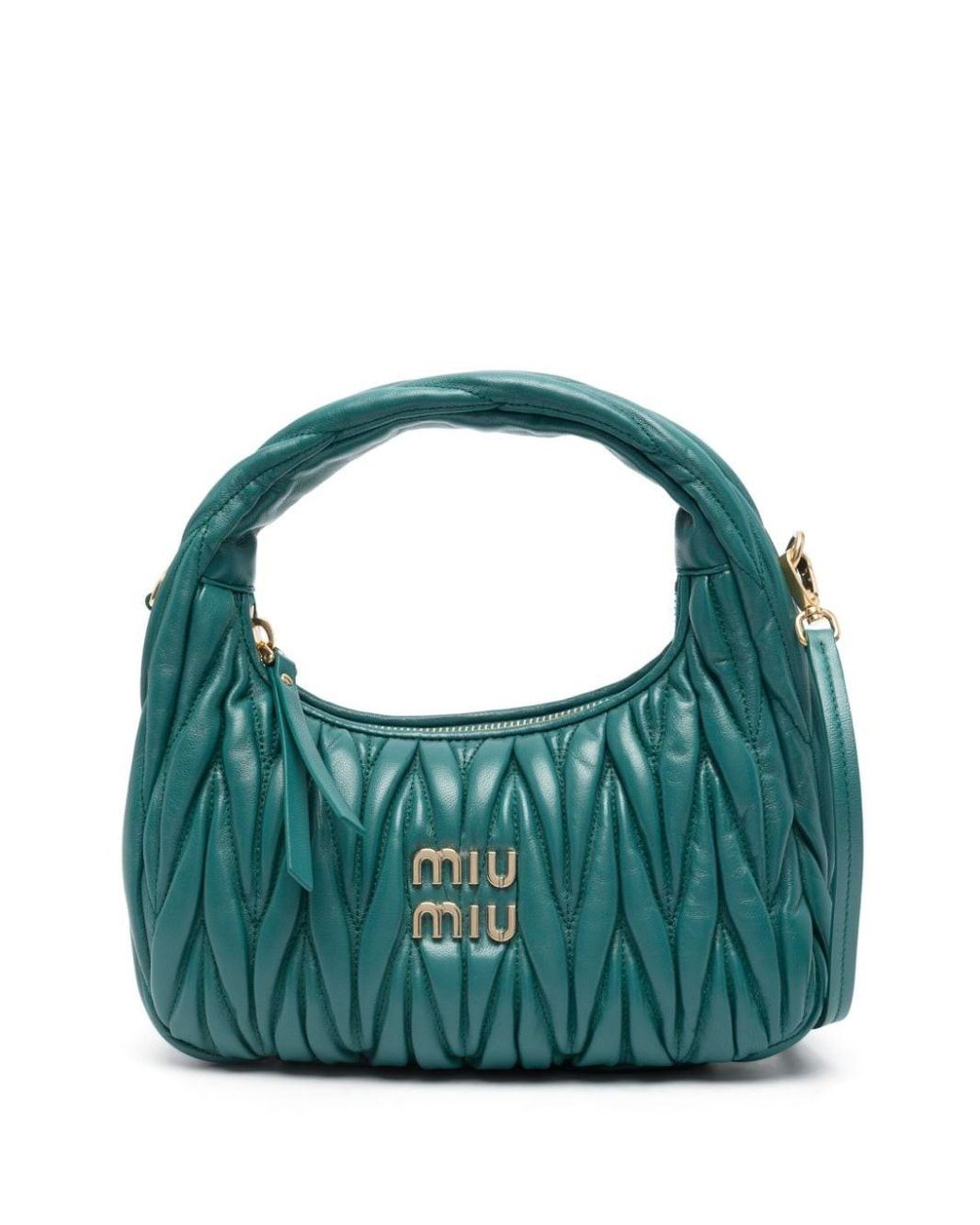 Miu Miu Green Wander Leather Hobo Bag