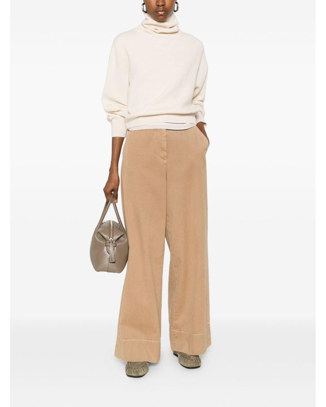 Brunello Cucinelli White Cashmere And Wool Turtleneck Sweater