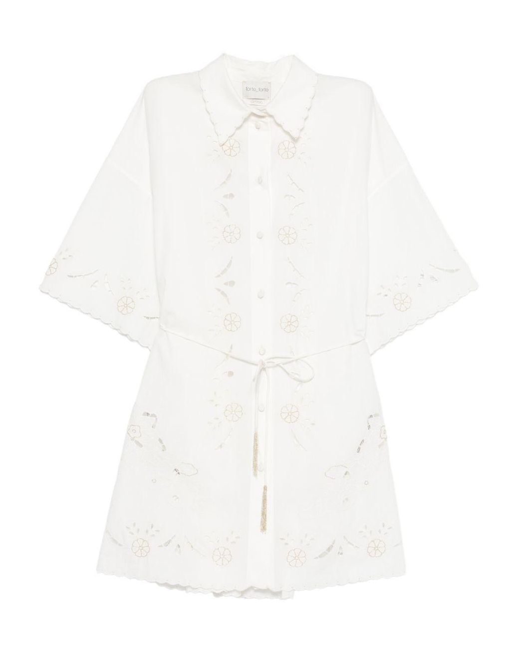 Forte_forte White Embroidered Cotton Shirtdress