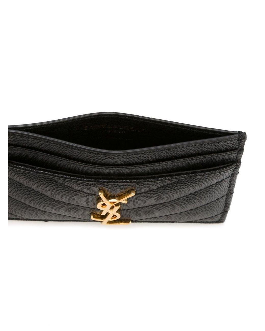 Saint Laurent Black Cassandre Leather Card Case