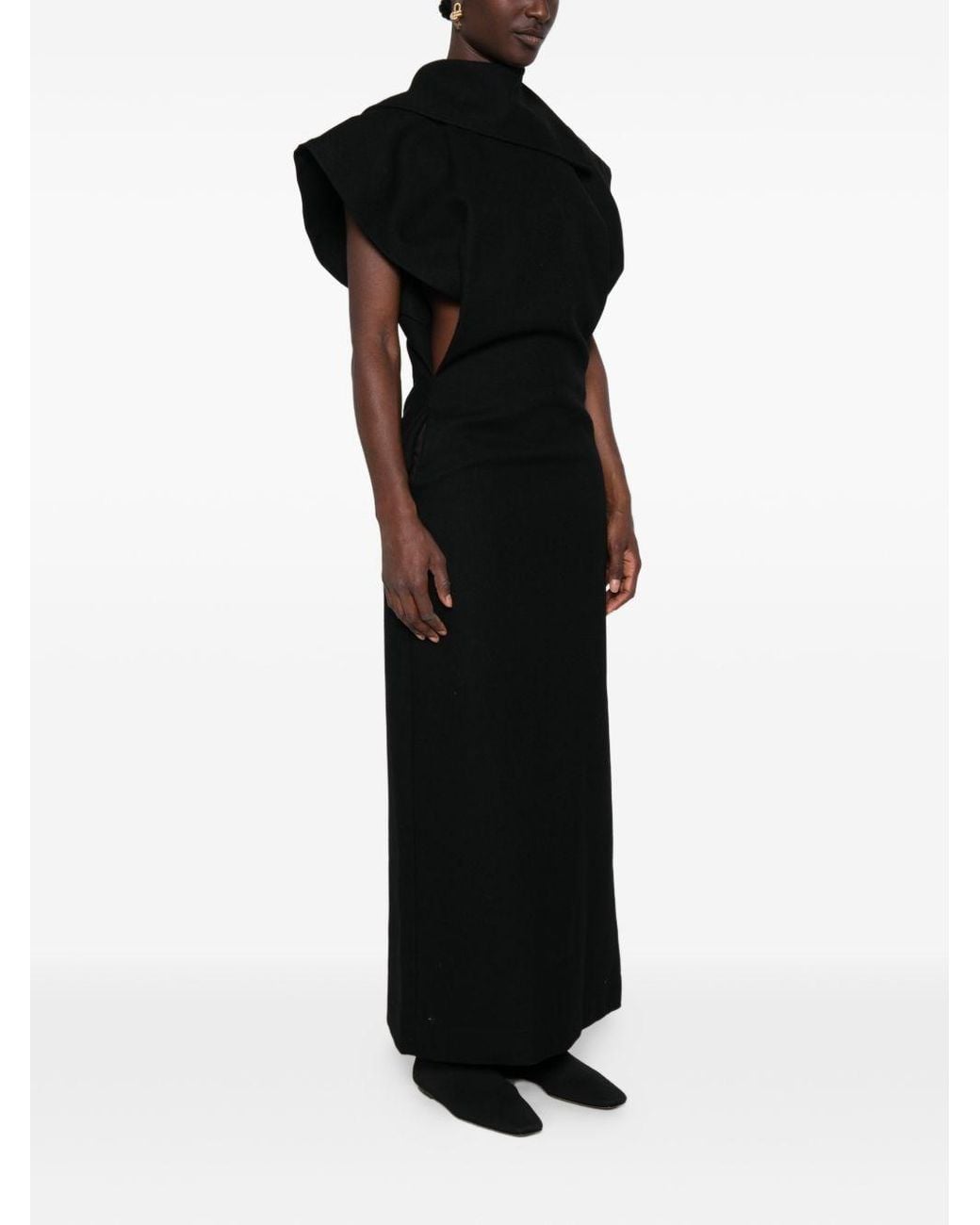 Issey Miyake Black Wool Midi Dress