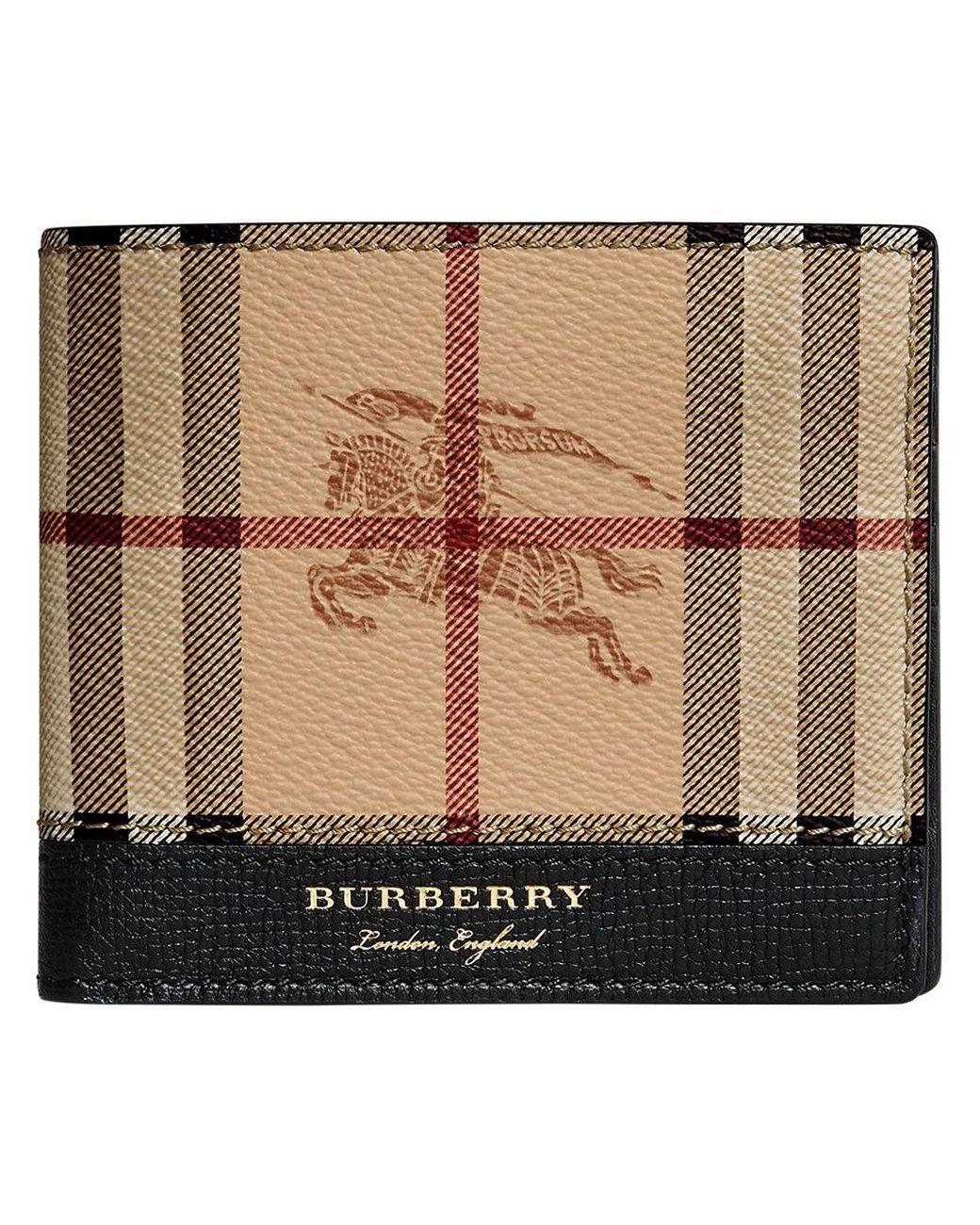 Burberry Haymarket Check And Leather International Bifold Wallet in Black  for Men | Lyst