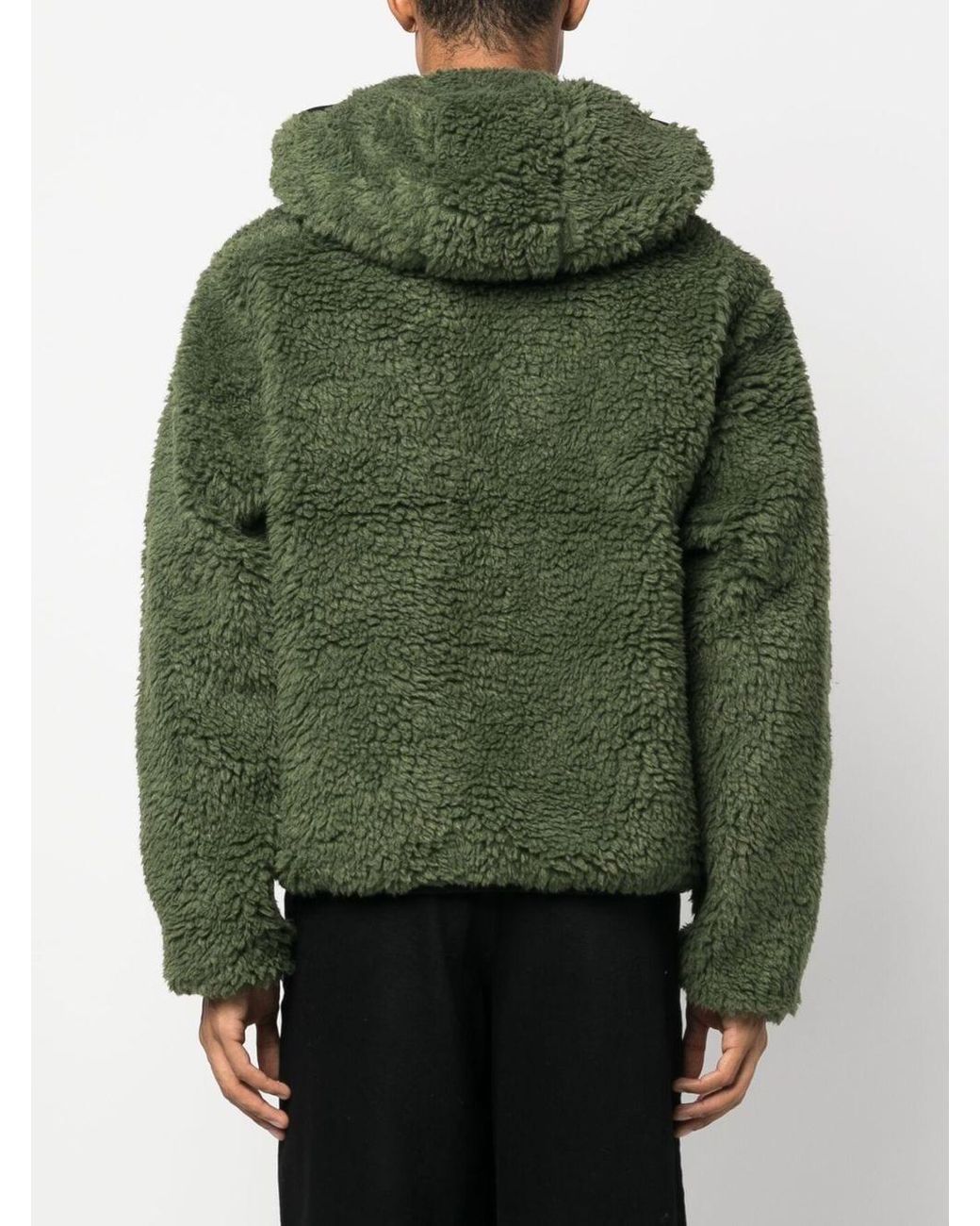 Stussy Fleece-texture Hooded Jacket in Green for Men | Lyst