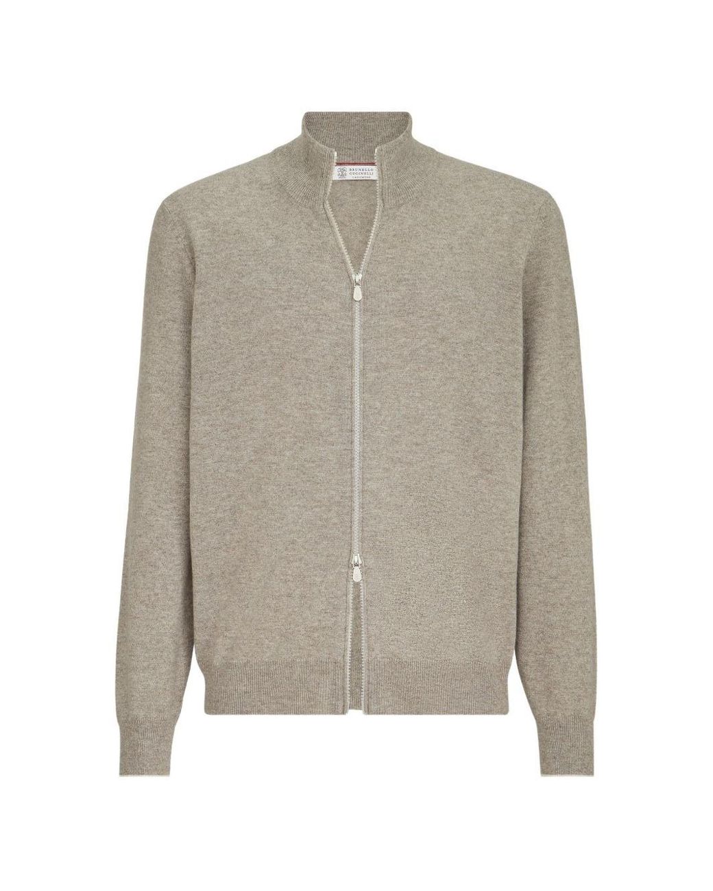 Brunello Cucinelli Gray Cashmere Zipped Cardigan for men