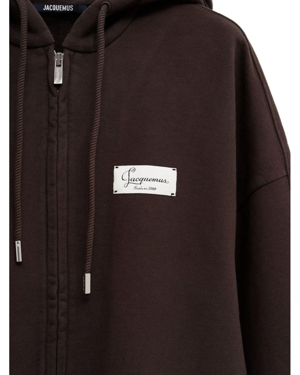 Jacquemus Brown Logo Cotton Hoodie for men