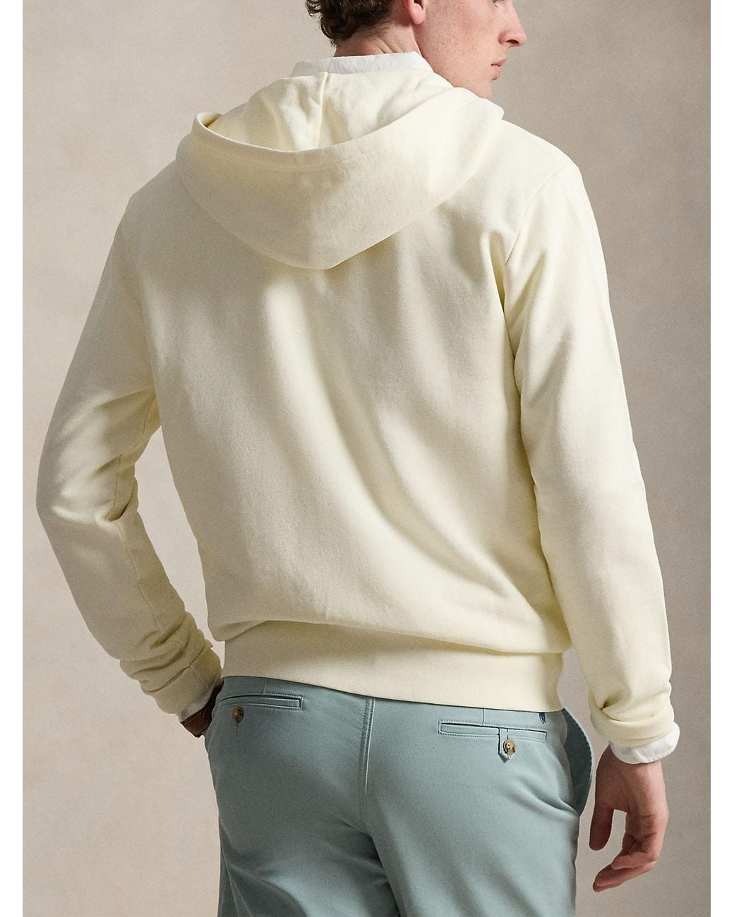 Ralph Lauren White Loopback Fleece Sweatshirt for men