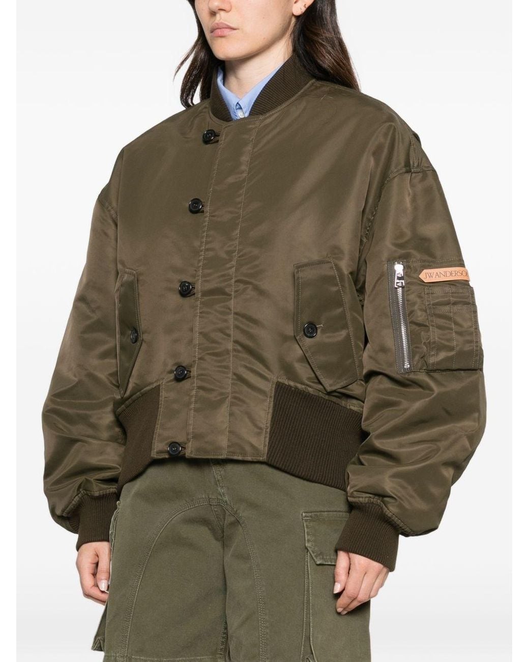 J.W. Anderson Green Nylon Oversized Bomber Jacket
