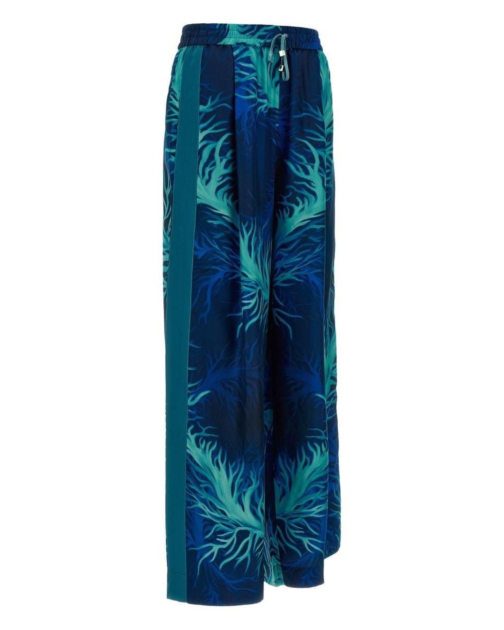 F.R.S For Restless Sleepers Blue Printed Silk Trousers