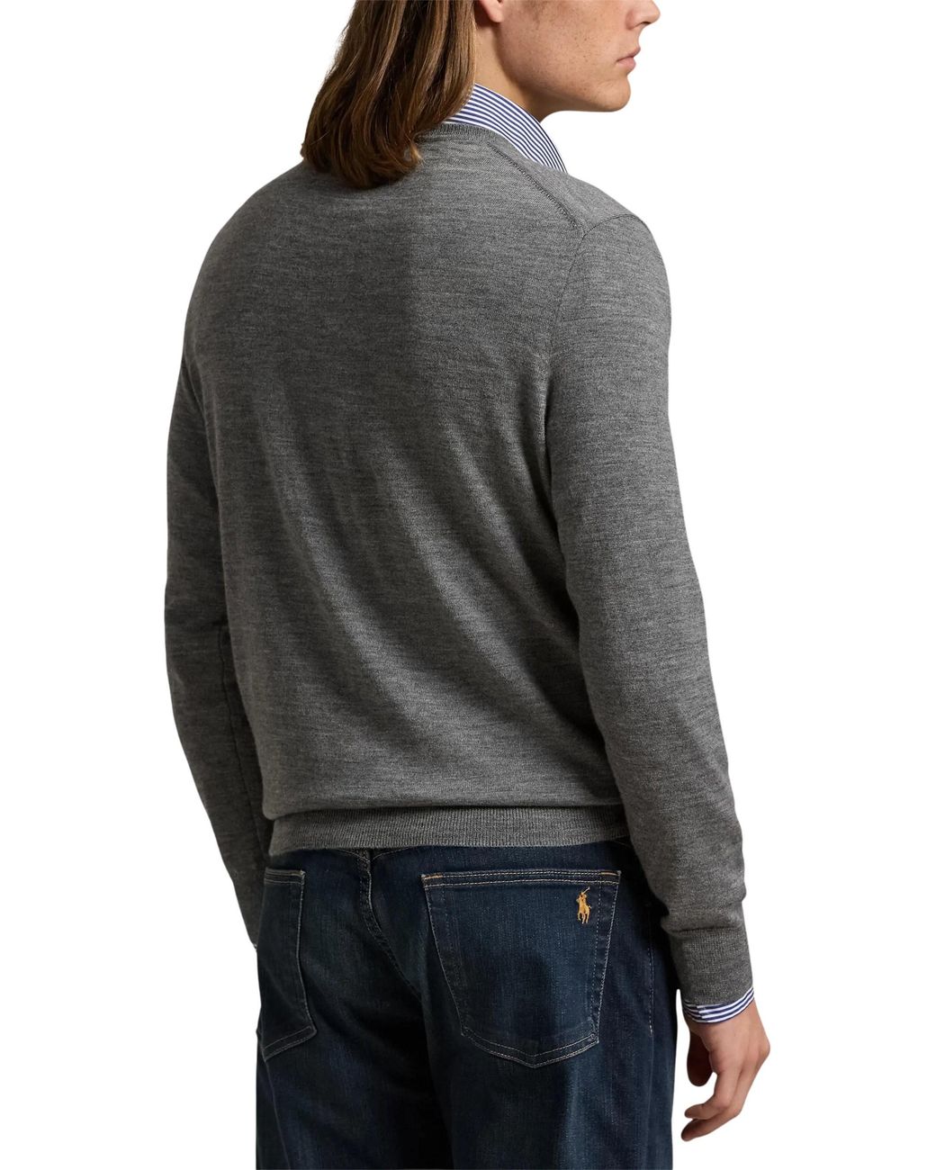 Polo Ralph Lauren Gray V-Neck Sweater With Embroidered Logo for men