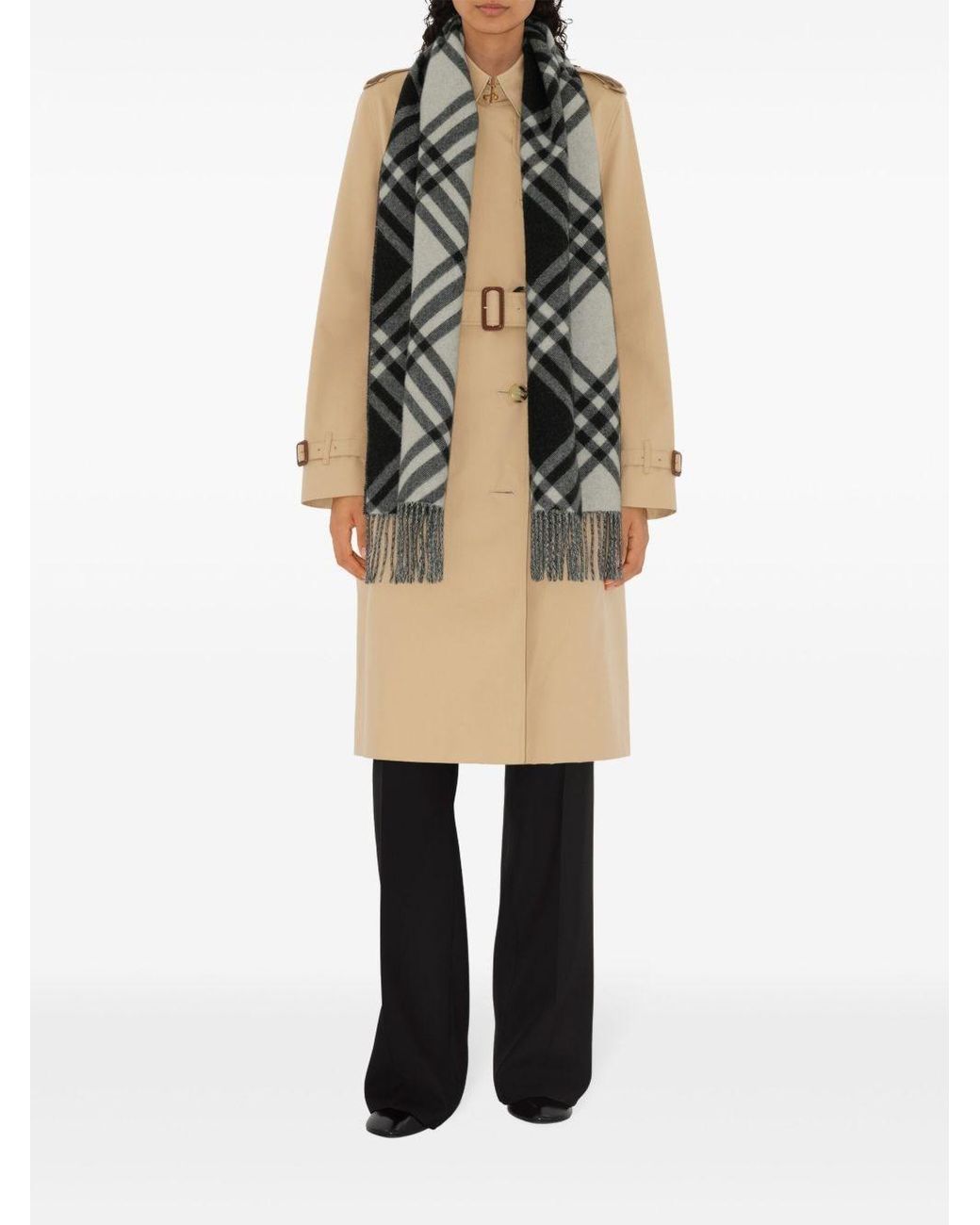 Burberry Black Check Cashmere Scarf for men