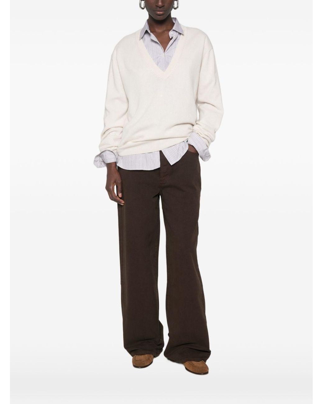 Extreme Cashmere White Cashmere Crewneck Sweater