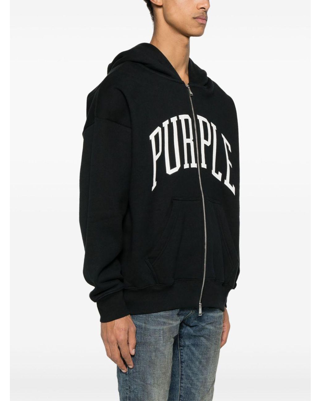 Purple Brand Collegiate Zip-up Hoodie in Black for Men | Lyst