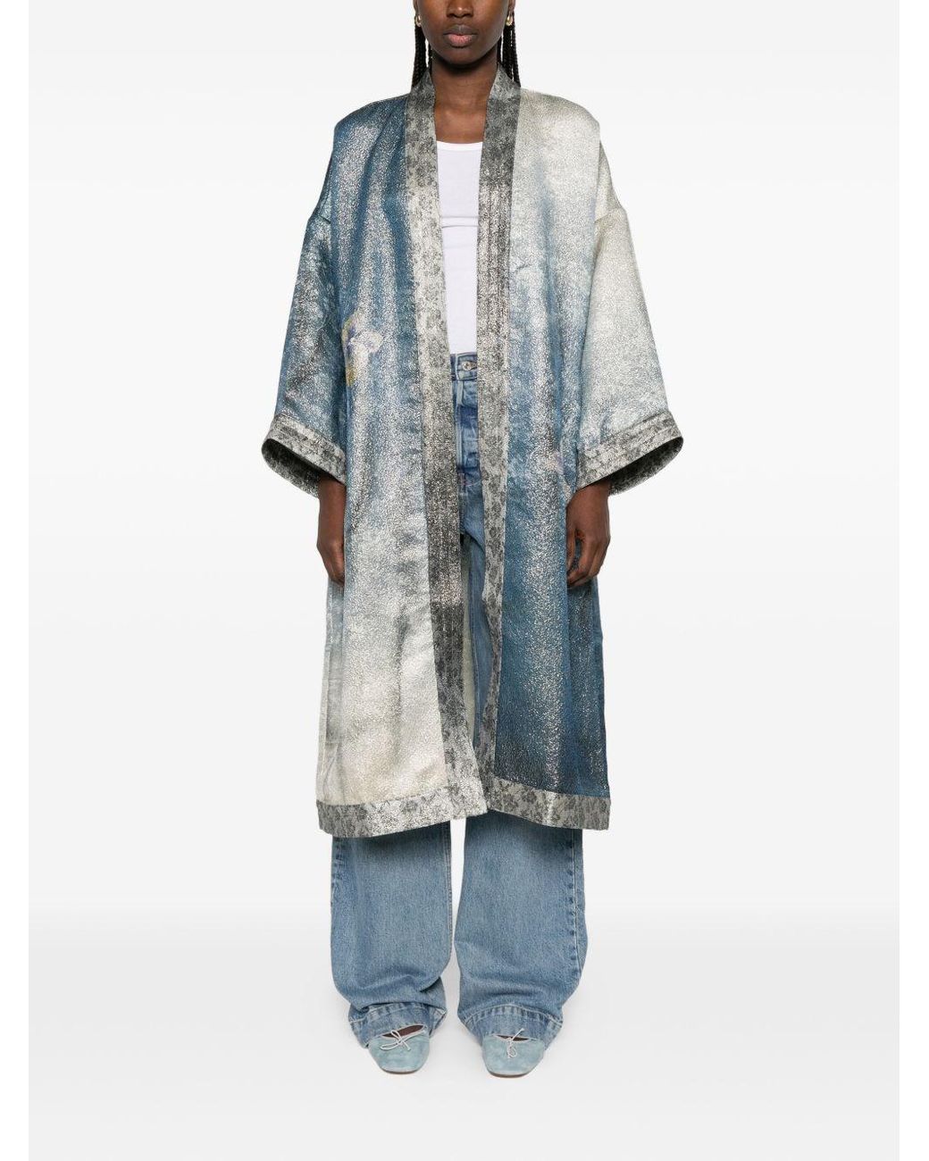 Pierre Louis Mascia Blue Printed Kimono Jacket