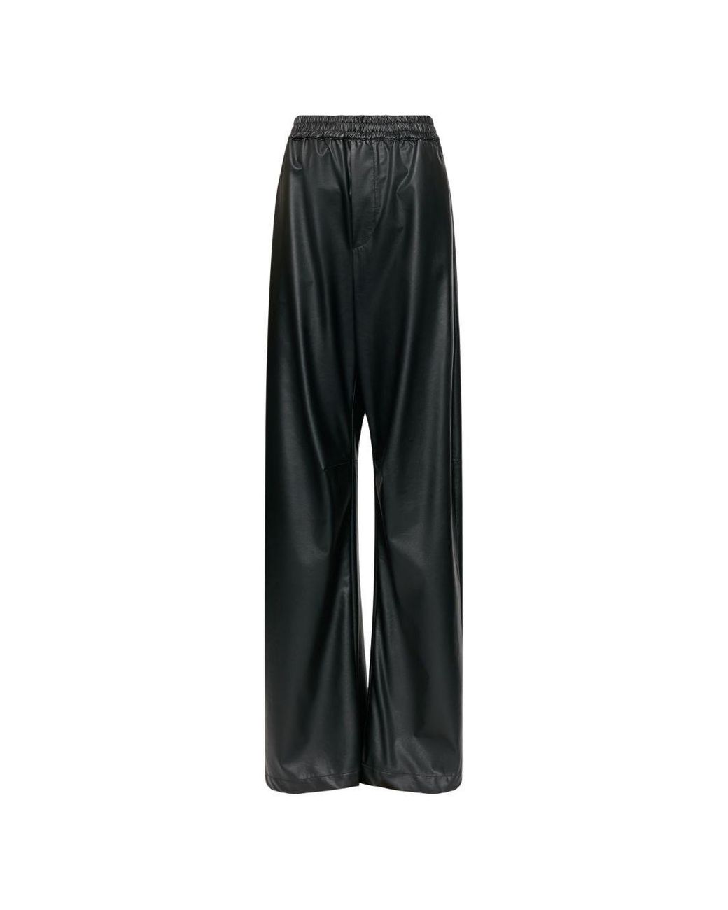 MM6 by Maison Margiela Black Faux Leather Trousers