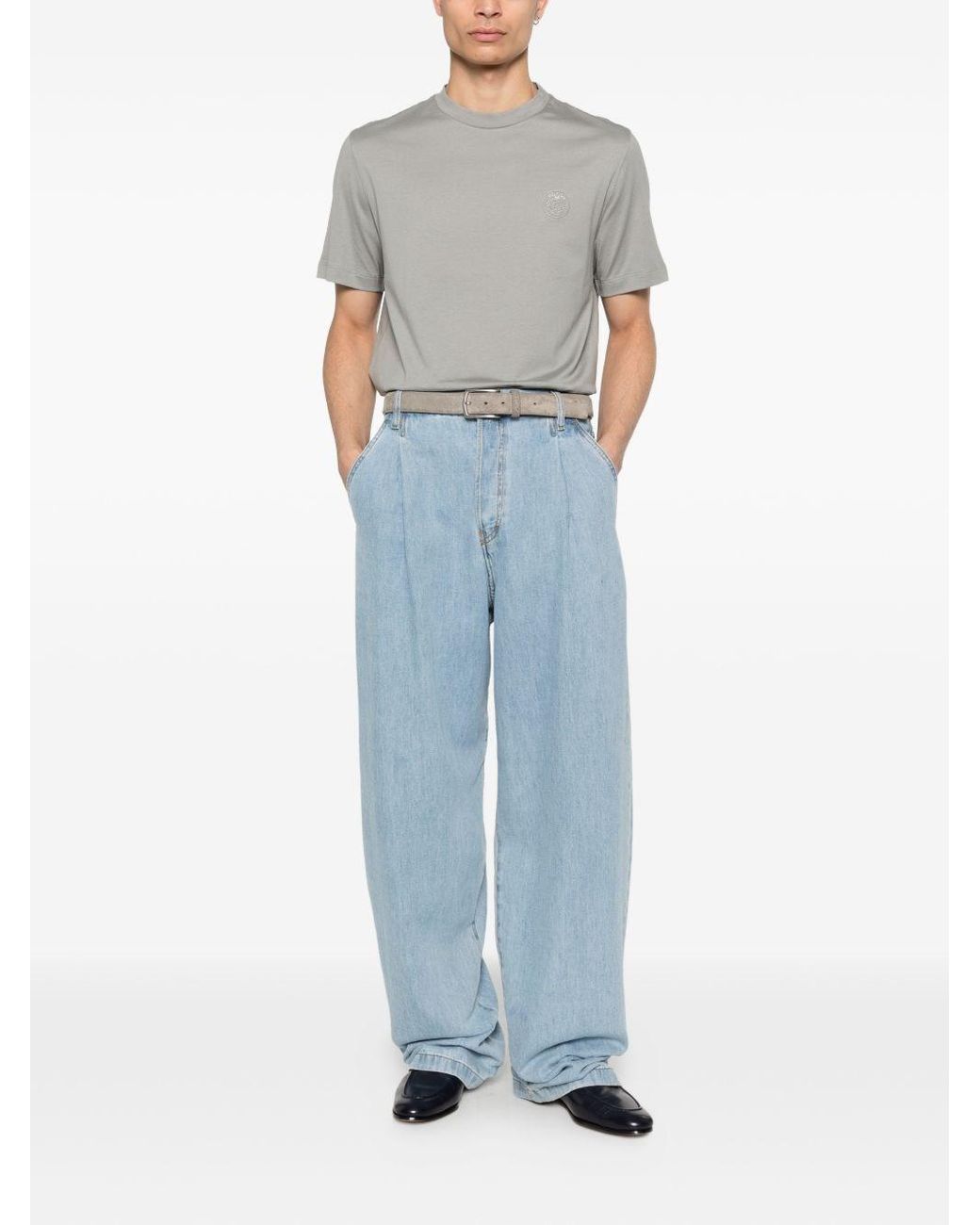 Brioni Gray Cotton T-Shirt for men