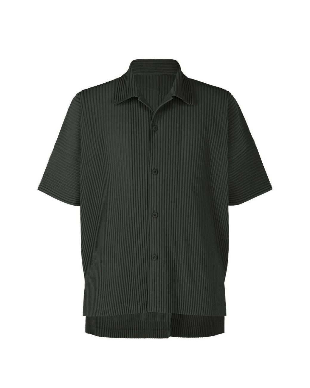 Homme Plissé Issey Miyake Green Homme Plissé Issey Miyake Pleated Polo Shir for men