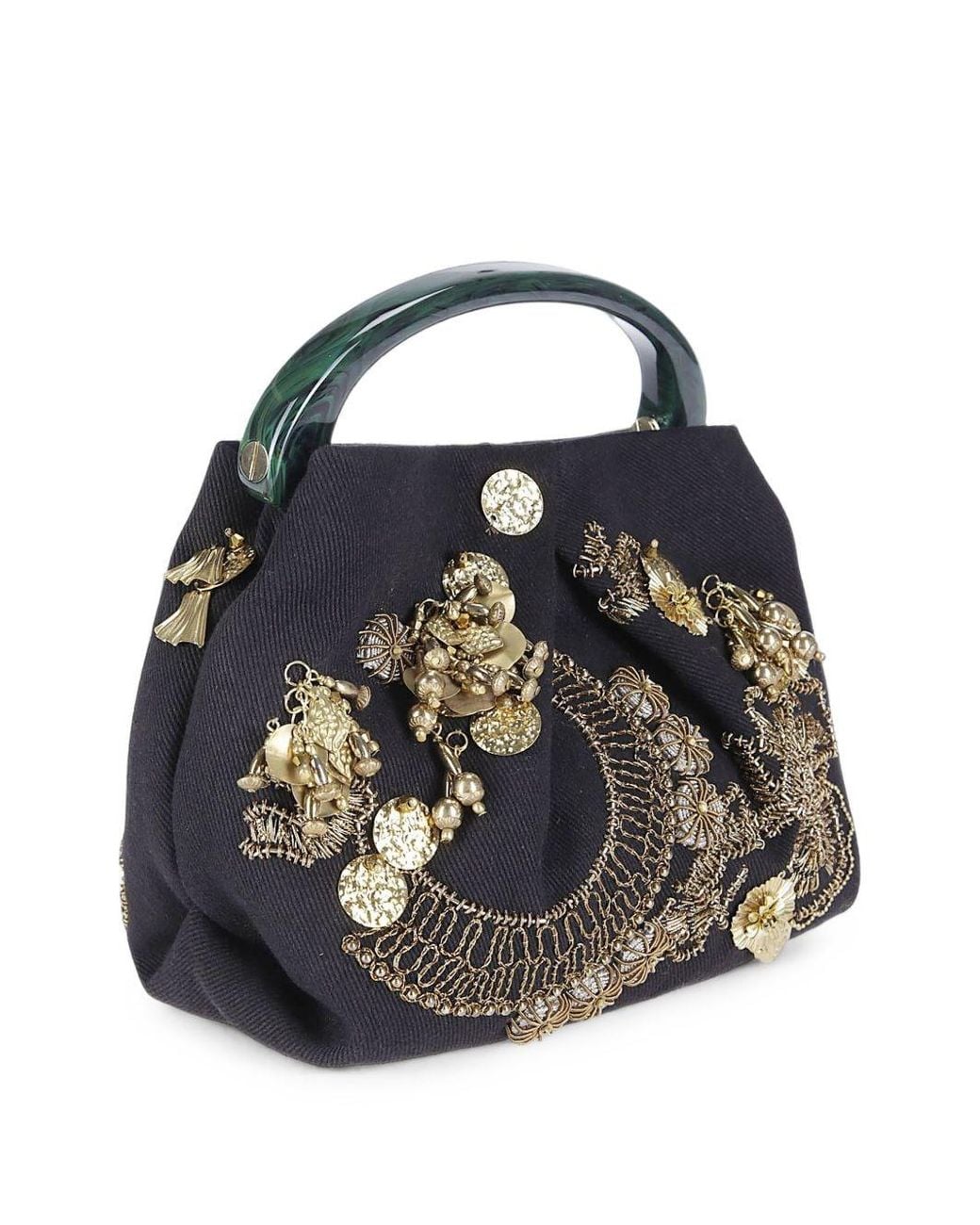 Dries Van Noten Black Crispino Embroidered Handbag